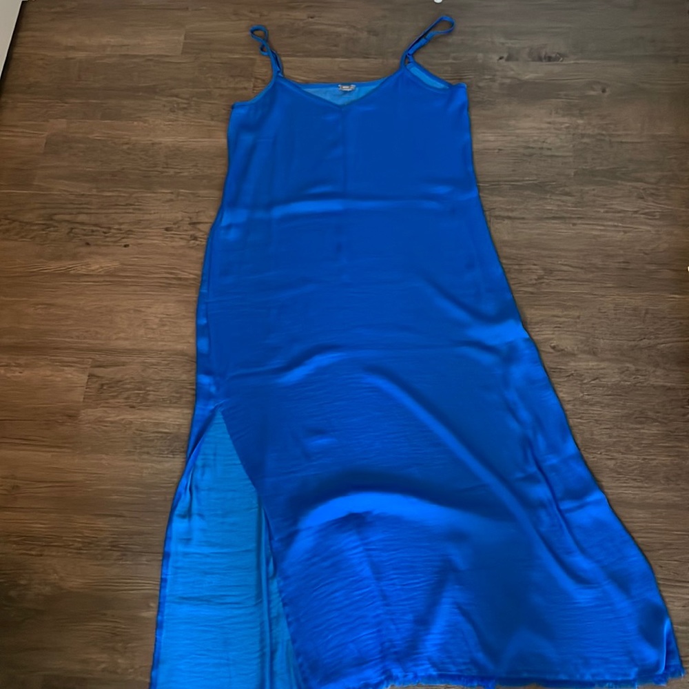 Aerie Electric Blue satin slip dress. Size S. New with tags.